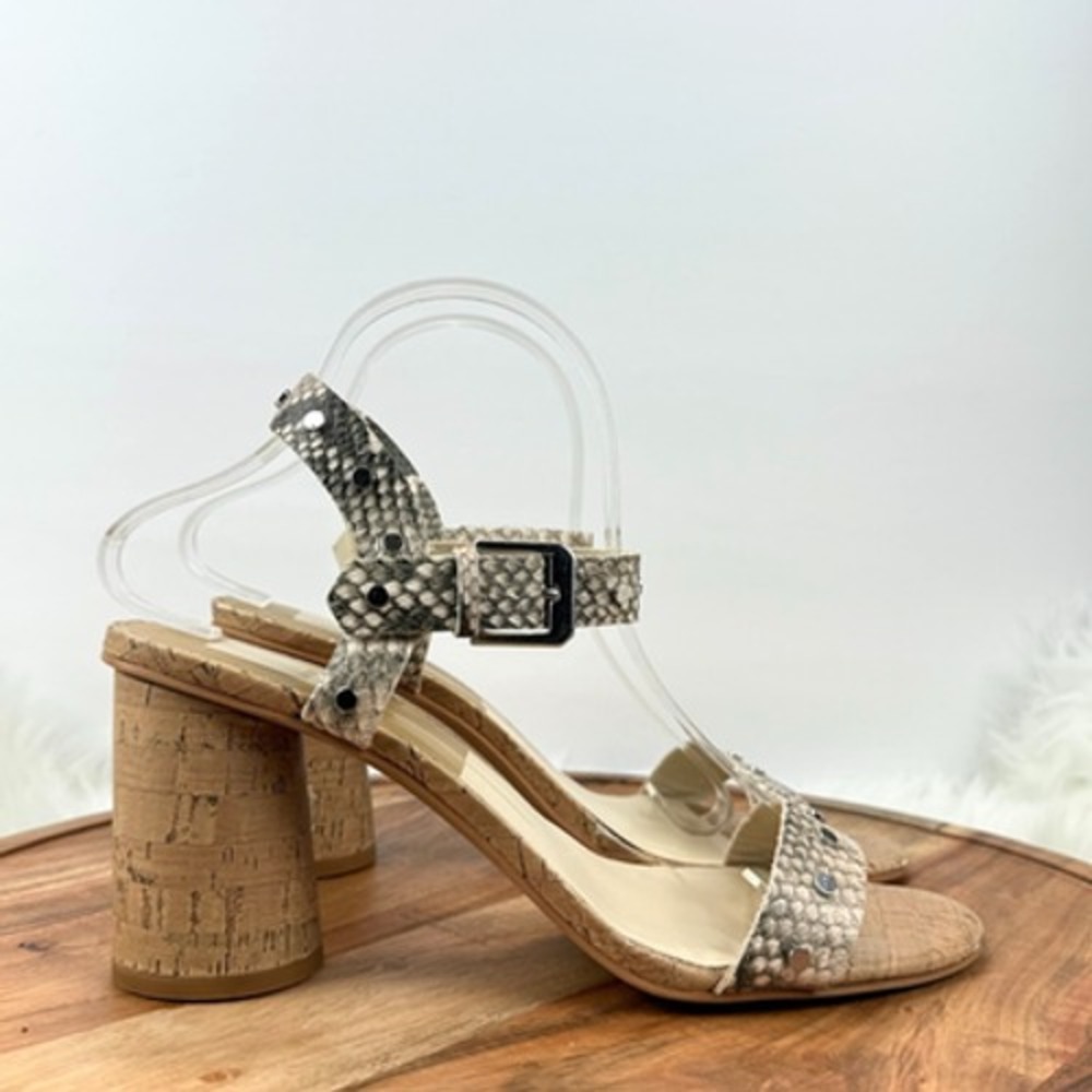 Dolce Vita Jalina Sandals Womens 9 Snakeskin Print Excellent Studded Cork Block